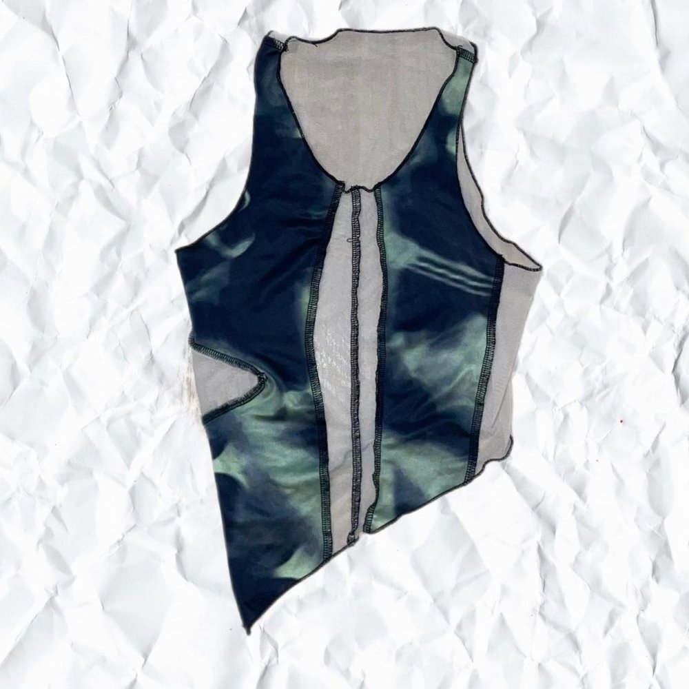 Women's Green and Cream Crop-top